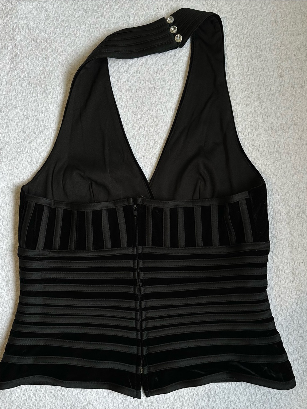 JS Collections Black Textured Stripe Halter Top - Picture 6 of 7